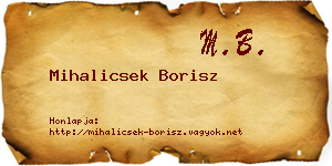 Mihalicsek Borisz névjegykártya